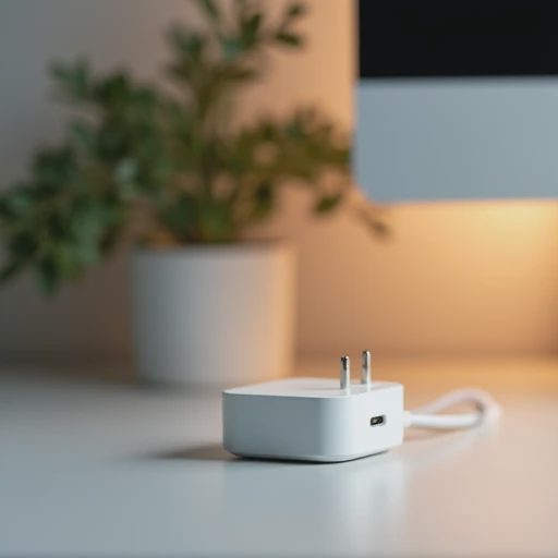 A minimalist close-up photo of a reliable tech device resting peacefully on a clean wooden desk, representing long-term satisfaction after hype fades.