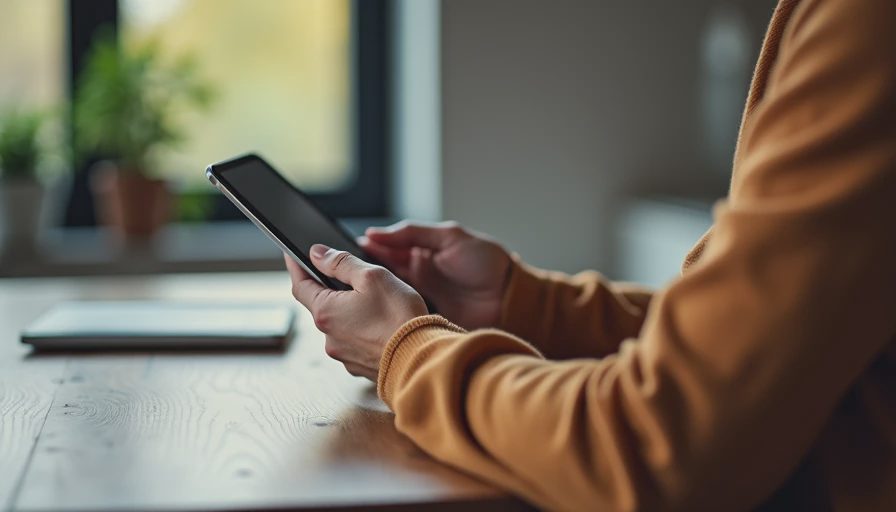 A close-up photo of a user comfortably using a previous-generation tech device for everyday reading in a warm indoor setting.